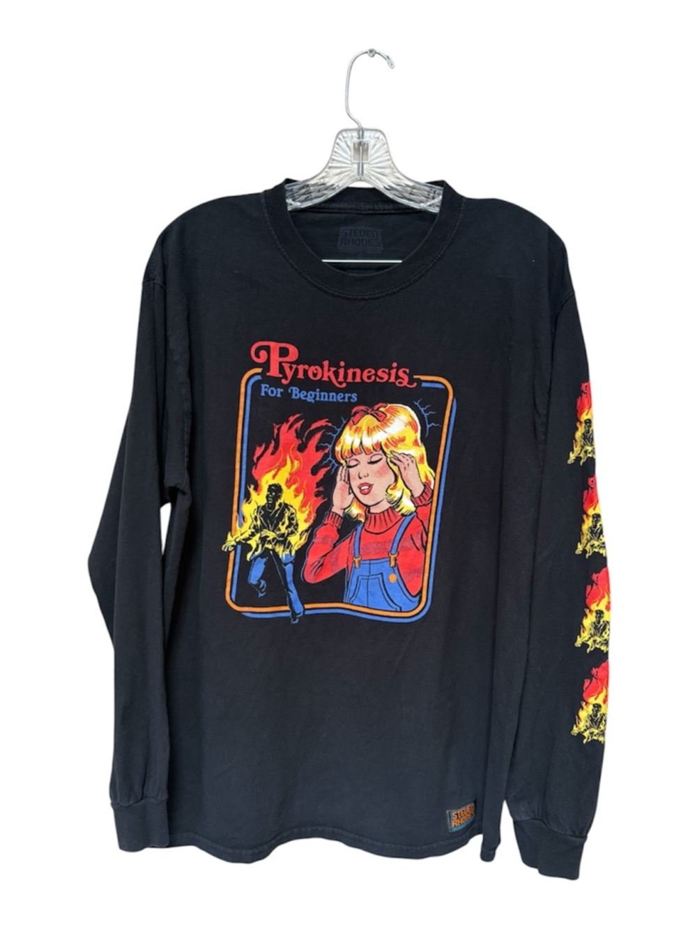 Steven Rhodes Pyrokinesis Graphic Long Sleeve Tee Size Large